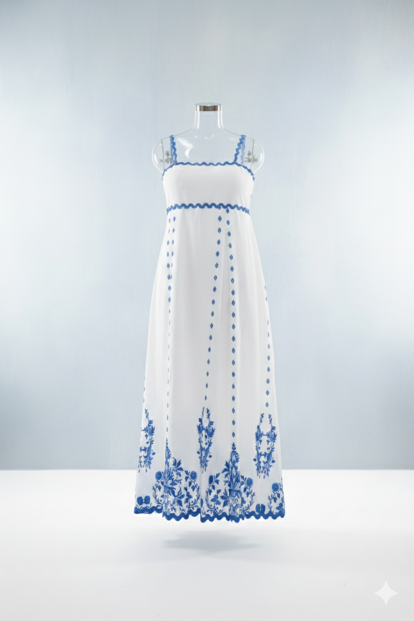 Santorini Dream Embroidered Maxi Dress!