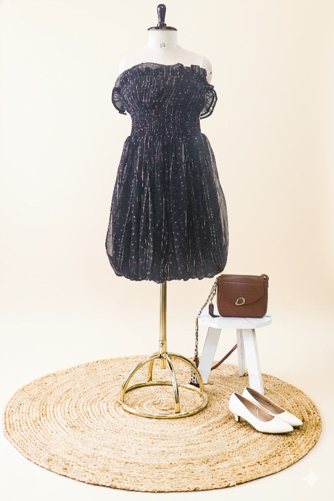 Midnight Sparkle Smocked Mini Dress!