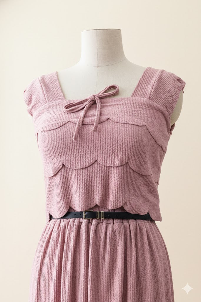 Pink Ribbed Scallop Co-Ord Set!