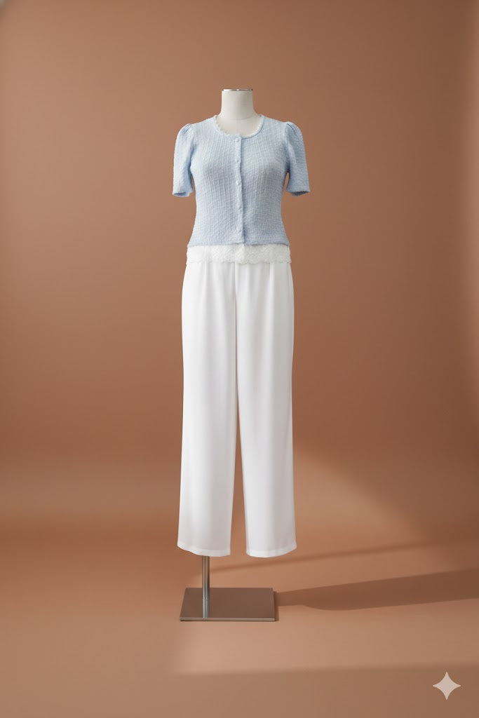 Powder Blue Textured Knit Top!