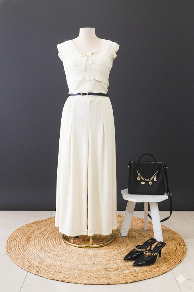 Ivory Ribbed Scallop Co-Ord Set!