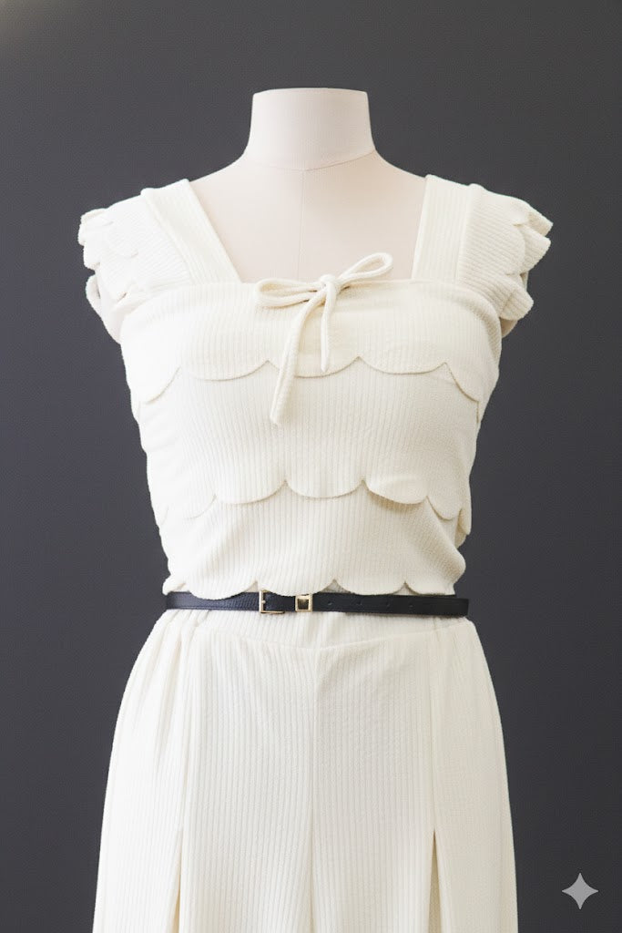 Ivory Ribbed Scallop Co-Ord Set!