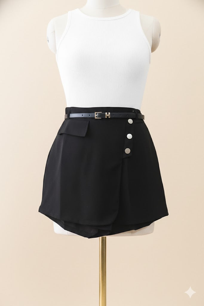 Chic Black Side Button Skort!