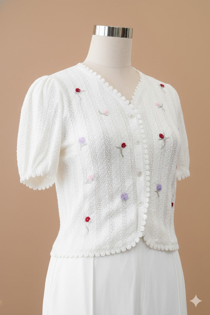 Summer Bloom Embroidered Knit Top!