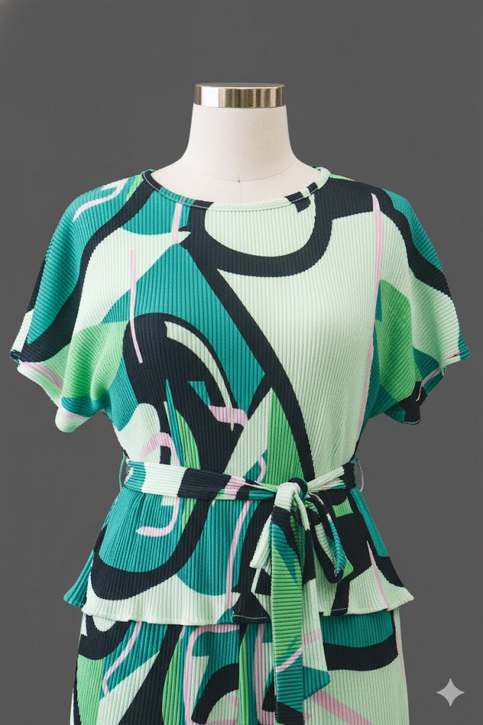 Vibrant Geo Pleated Co-Ord Set!