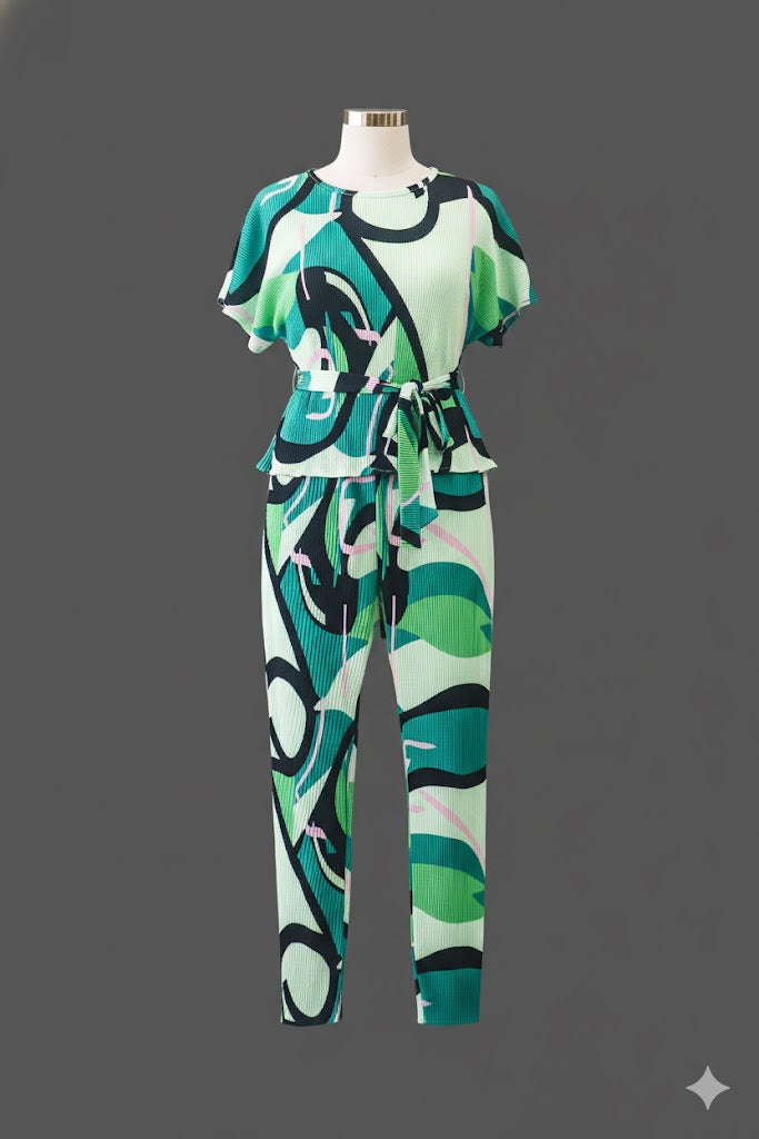 Vibrant Geo Pleated Co-Ord Set!