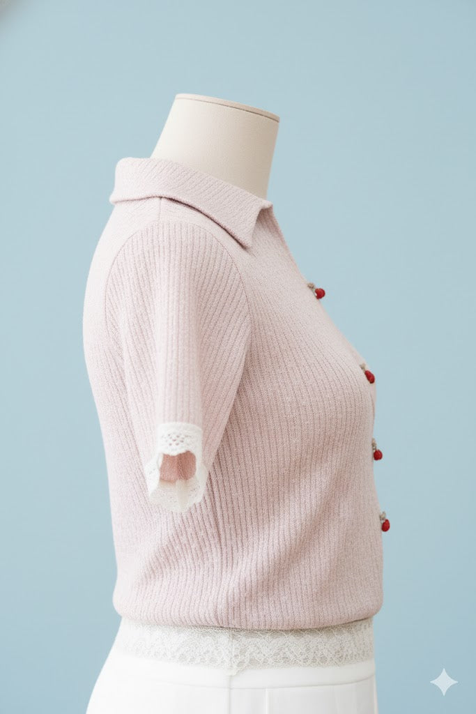 Cherry Blossom Ribbed Knit Top!