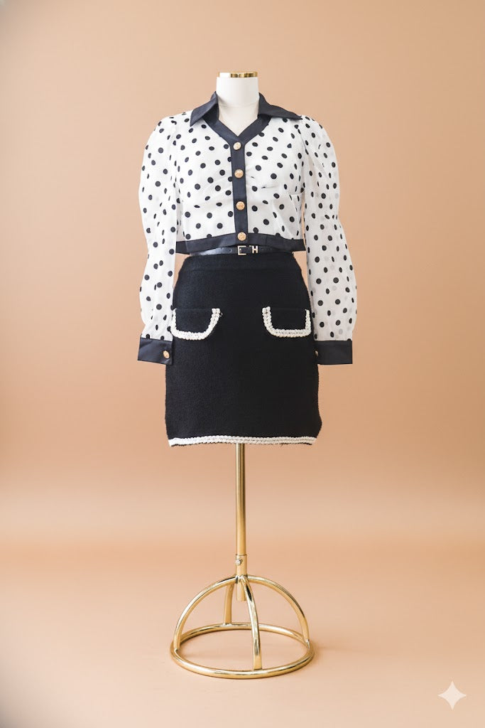 Retro Dot Puff Sleeve Blouse