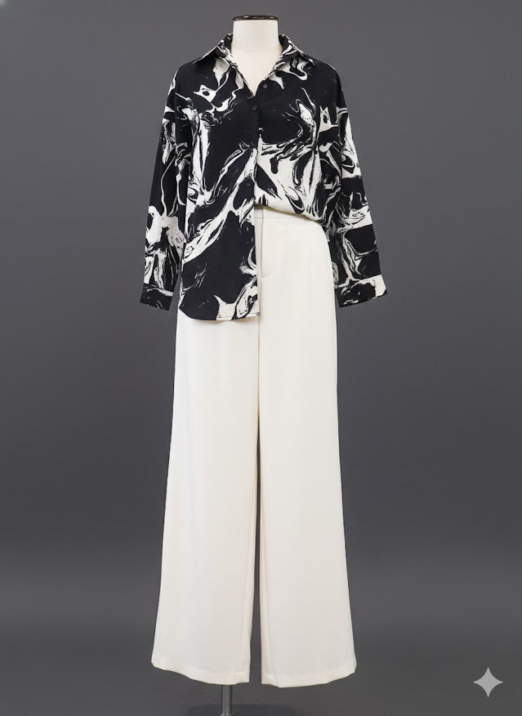 Monochrome Marble Print Shirt!