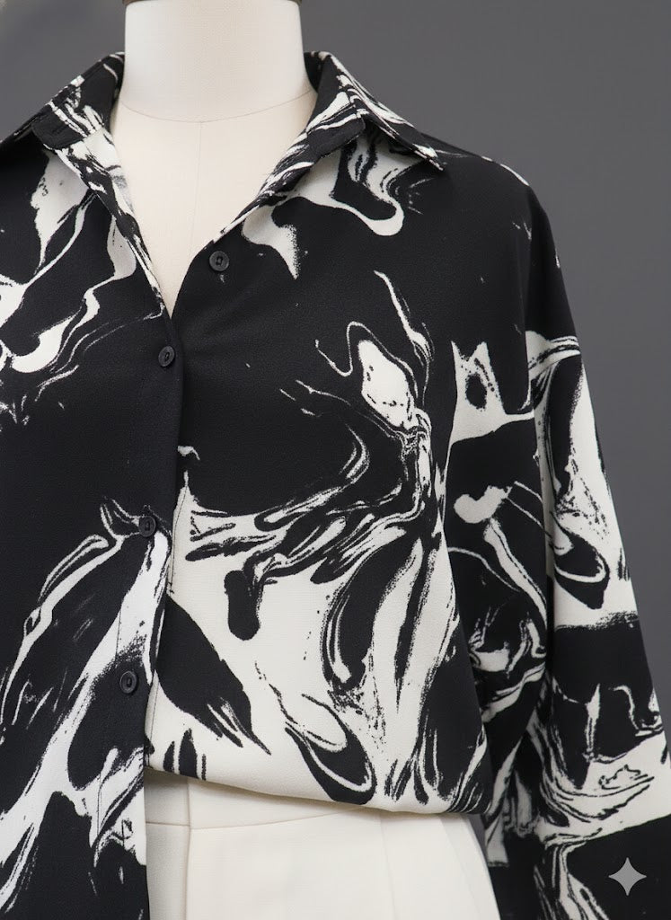 Monochrome Marble Print Shirt!