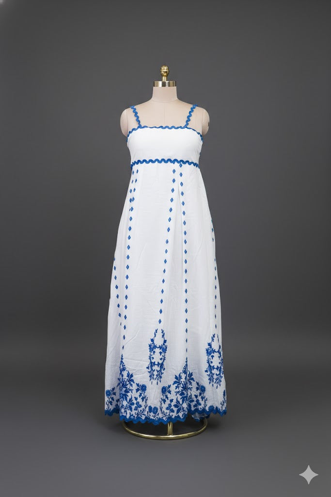 Santorini Dream Embroidered Maxi Dress!
