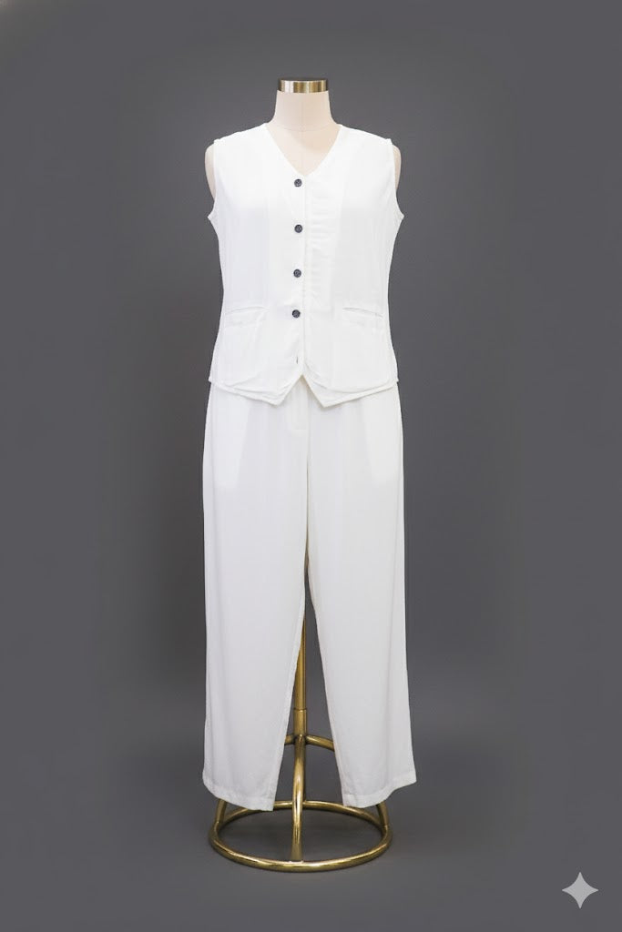 Tailored Noir Vest & white Trouser Set!