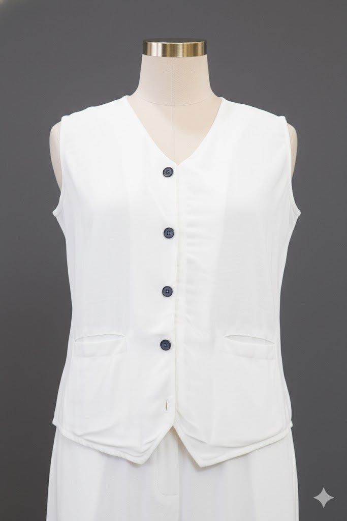 Tailored Noir Vest & white Trouser Set!